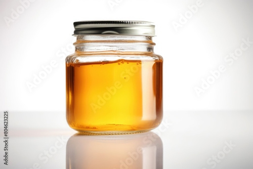 generated illustration Glass jar full of sweet honey isolated on white background