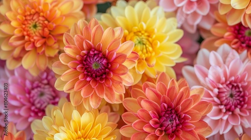 A beautiful bouquet of colorful chrysanthemums flowers