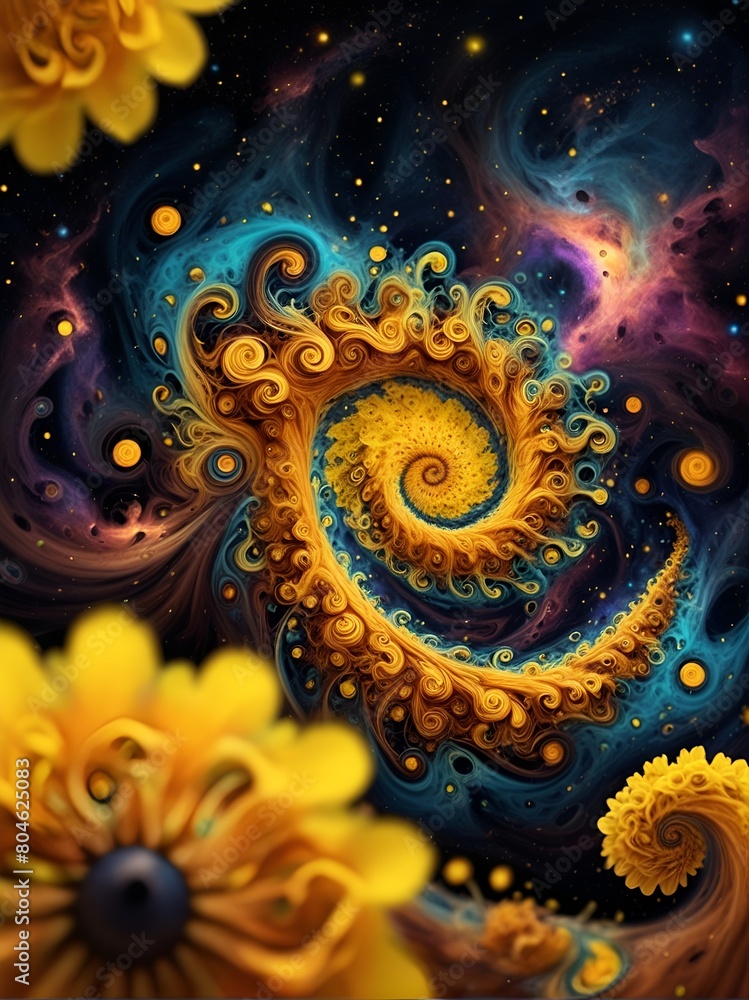 Fractal Galaxy of flowers. Fractal Galaxy of flowers.