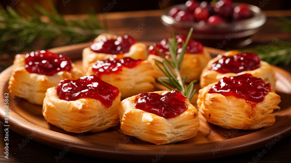 Cranberry Brie Bites: puff pastry with Cranberry Brie Bites