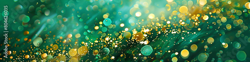 lively sprinkle of emerald green and gilded yellow, ideal for an elegant abstract background photo