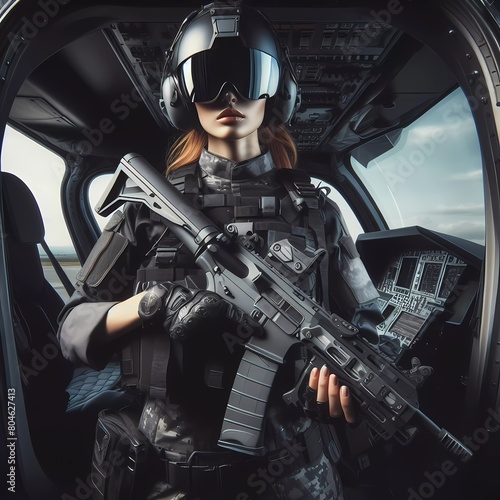 Soldatin in einem Hubschrauber © Yvonne Bogdanski