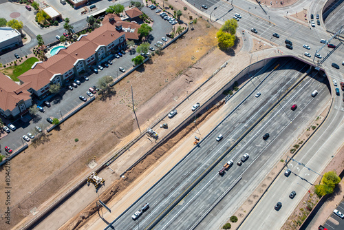 Freeway widening and Ramp Construction aerial view