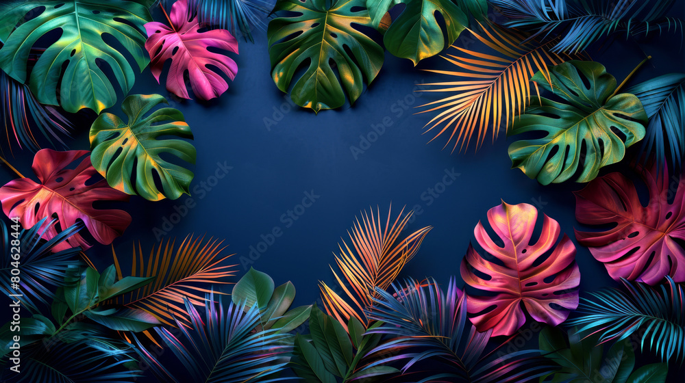 Tropical Monstera and Palm Leaf Frame Tropical Monstera and Palm Leaf Frame