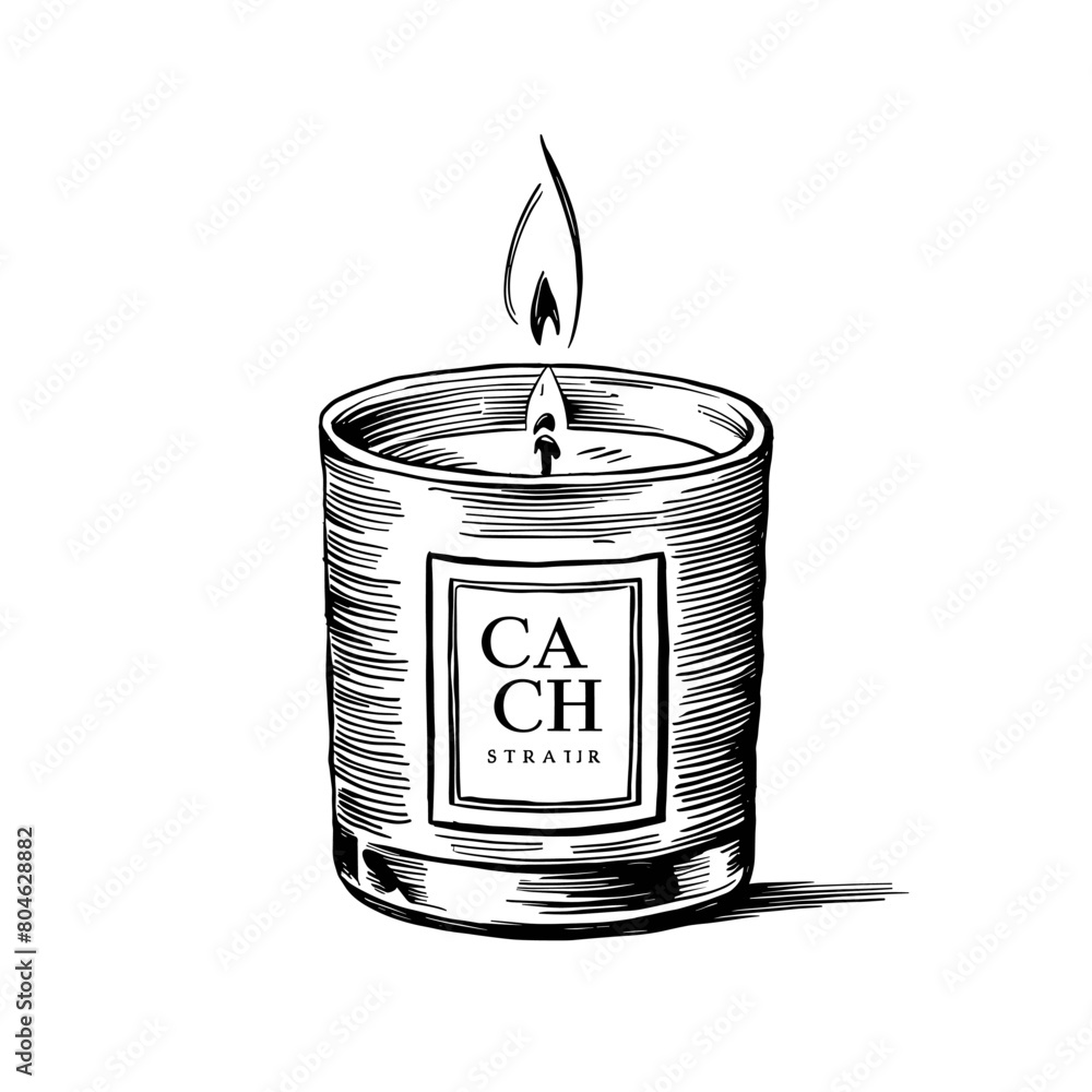 Candle monochrome ink sketch vector drawing, engraving style illustration Candle monochrome ink sketch vector drawing, engraving style illustration