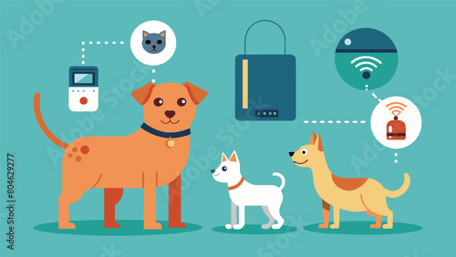 Whether you have a curious cat or a playful pup these advanced devices will keep them safe within your designated area.. Vector illustration