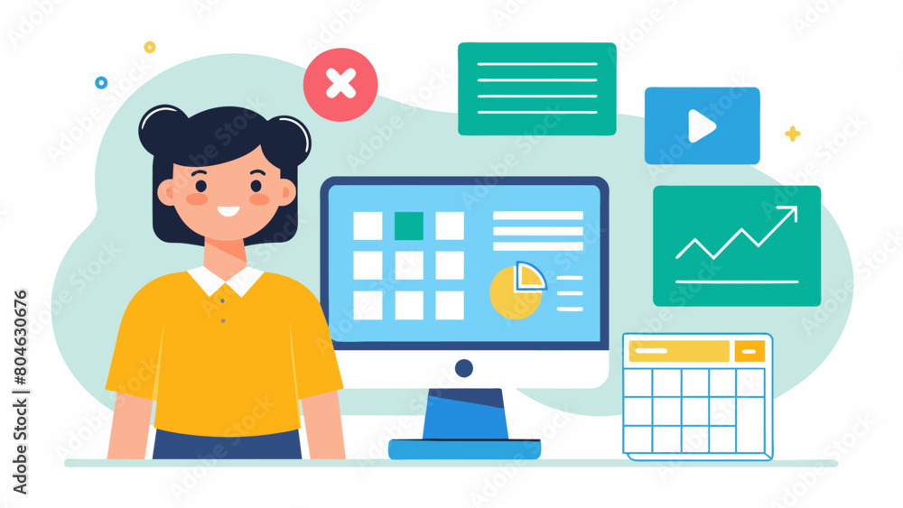 A dyscalculia entrepreneur invents a simplified accounting software making it easier for individuals with mathbased learning disabilities to manage. Vector illustration A dyscalculia entrepreneur invents a simplified accounting software making it easier for individuals with mathbased learning disabilities to manage. Vector illustration