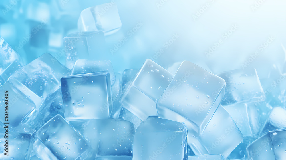 Obraz premium Ice cubes, light blue background
