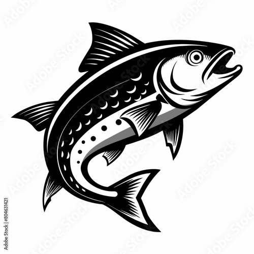 Trout fish vector silhouette illustration on a white background 