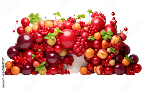 Cherry Apple and Orange Fruit Balloons Isolated On Transparent Background PNG.