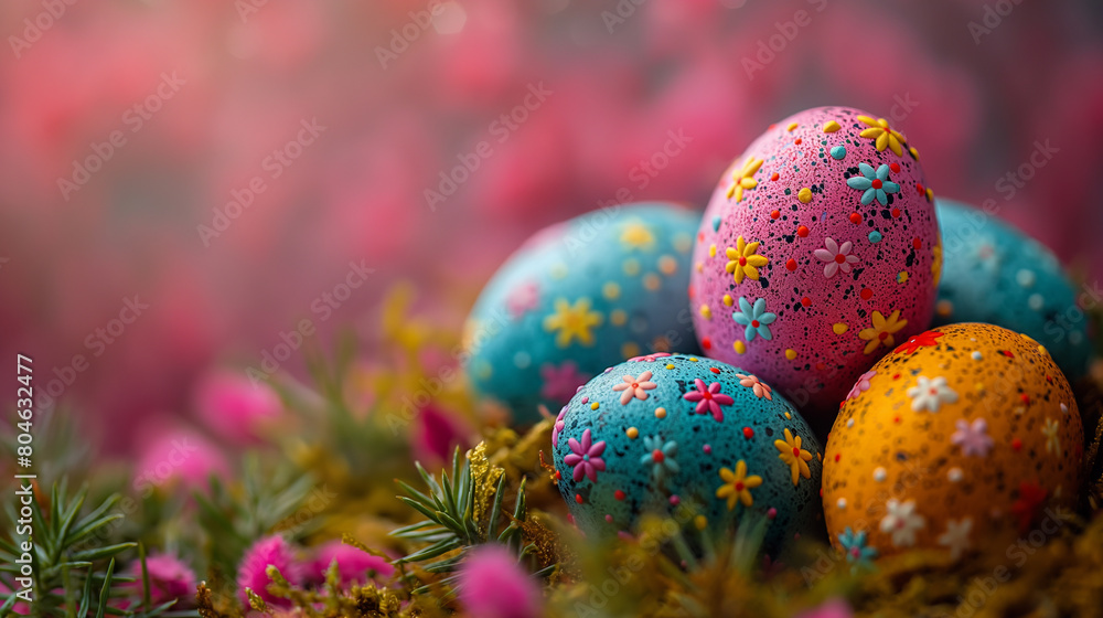 An Easter card with space for text in beautiful bright colors. An Easter card with space for text in beautiful bright colors.