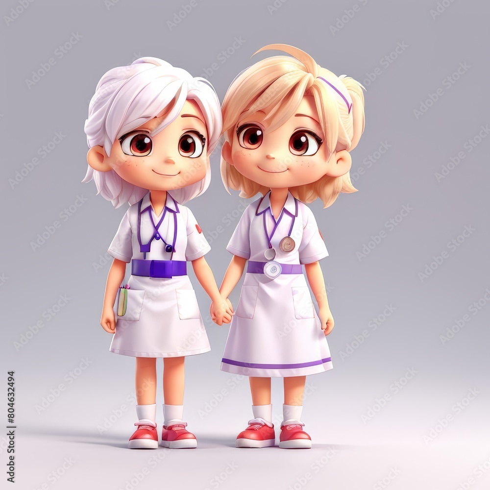 Virtual 3D Nurse Providing Elder Care Suitable for Nurse Character Background Virtual 3D Nurse Providing Elder Care Suitable for Nurse Character Background