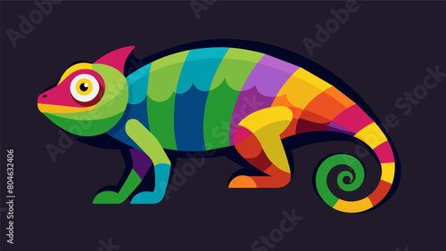 A chameleon blending into different colors symbolizing the adaptability of someone with multiple identities.. Vector illustration