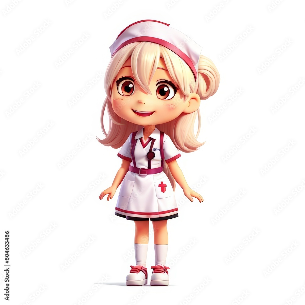 Energetic 3D Nurse in Motion Suitable for Nurse Character Background Energetic 3D Nurse in Motion Suitable for Nurse Character Background