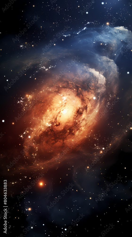 Fototapeta premium The night sky is filled with stars and clouds, creating an ethereal atmosphere