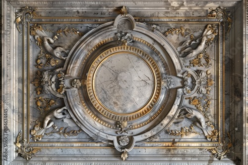 Baroque  barocco ornate marble ceiling non linear reformation design. elaborate ceiling with intricate accents depicting classic elegance and architectural beauty