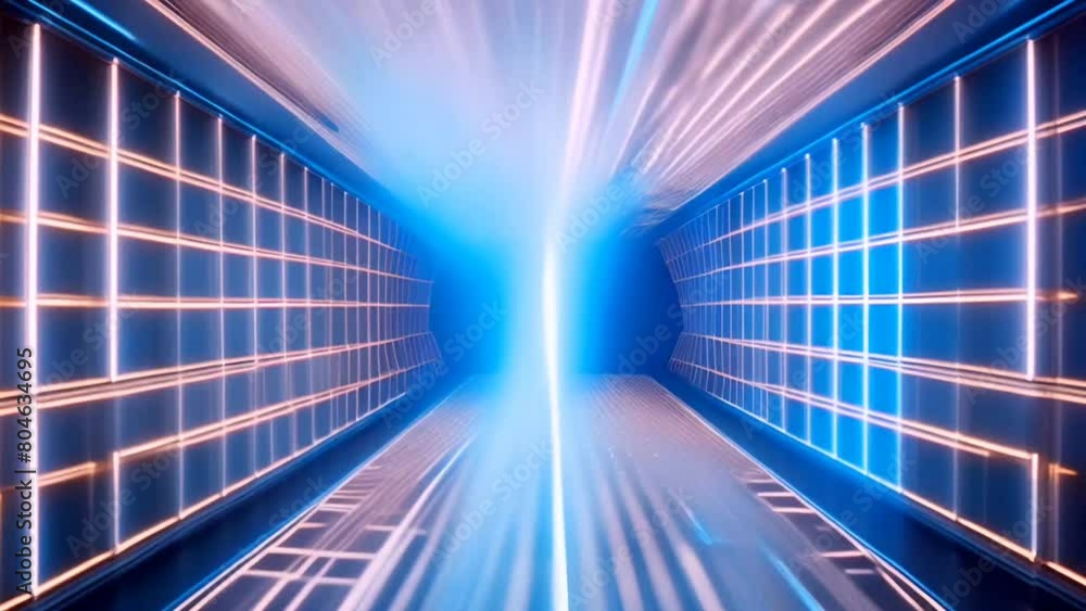 Flight in abstract sci-fi tunnel 3d render. Futuristic VJ motion ...