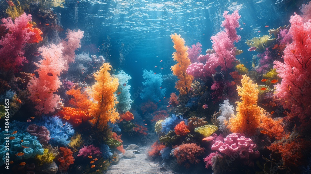 Fototapeta premium Sunlit Coral Reef Undersea Beauty