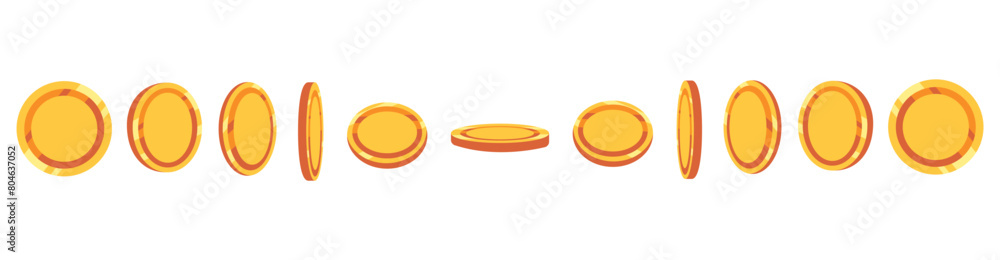 Flat vector illustration with gold coins.
A set of coins from different sides, different angles of coins. Flat vector illustration with gold coins.
A set of coins from different sides, different angles of coins.