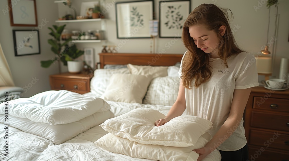 Daily Domestic Ritual: Smoothing Sheets for Orderly Comfort Generative AI Daily Domestic Ritual: Smoothing Sheets for Orderly Comfort Generative AI