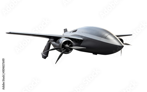 High-Altitude Matte Gray Reconnaissance UAV Isolated On Transparent Background PNG.