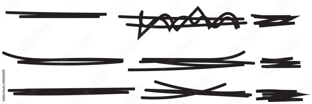 Line brush marker, pen, pencil stroke vector. Blue line brush marker scribble sketch underline. Hand drawn doodle pencil scratch mark. Scrawl texture underline effect. Vector illustration