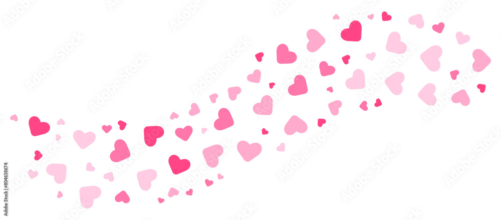 Pink heart particle simple decoration. Vector illustration.