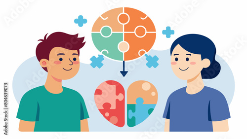 A mentorship program that pairs neurodivergent teens with successful adults who have similar neurological differences to provide guidance and support.. Vector illustration