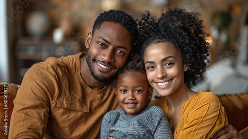 portrait of black family in home