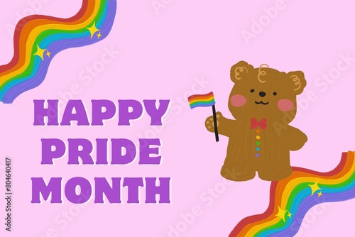 Pride Month teddy bear with gift