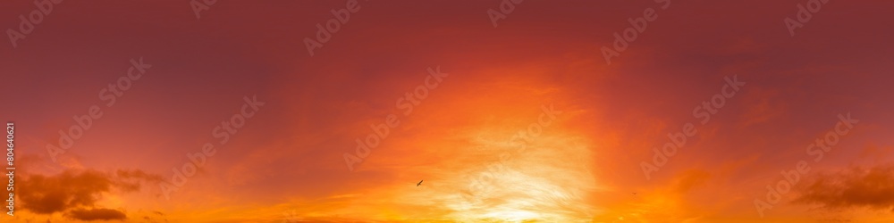 360 panorama of glowing sunset sky with bright pink Cirrus clouds. HDR 360 seamless spherical panorama. Full zenith or sky dome sky replacement for aerial drone panoramas. Climate and weather change. 360 panorama of glowing sunset sky with bright pink Cirrus clouds. HDR 360 seamless spherical panorama. Full zenith or sky dome sky replacement for aerial drone panoramas. Climate and weather change.