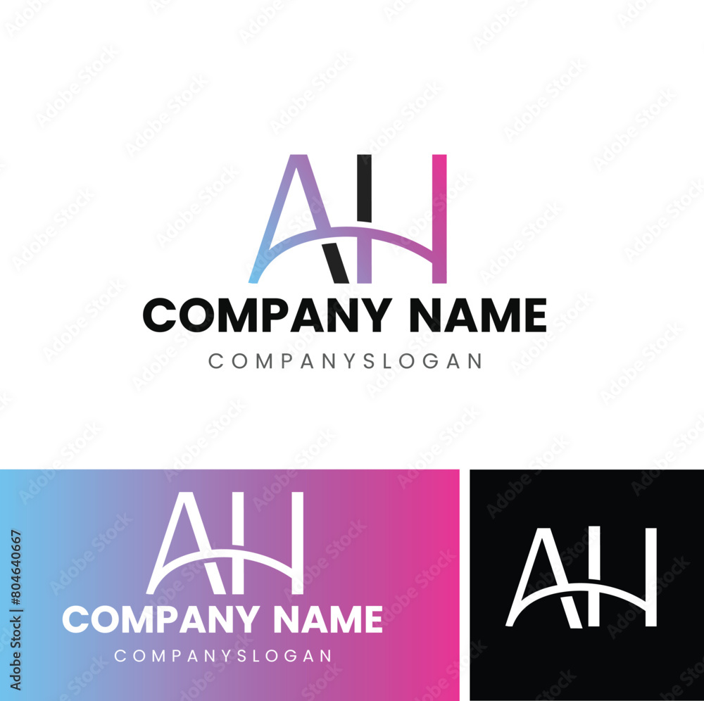 Fototapeta premium AH Initial logo design 