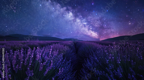 Lavender fields against the background of the milky way.