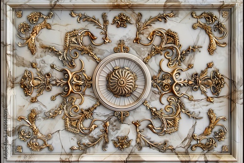 Baroque, barocco ornate marble ceiling non linear reformation design. elaborate ceiling with intricate accents depicting classic elegance and architectural beauty