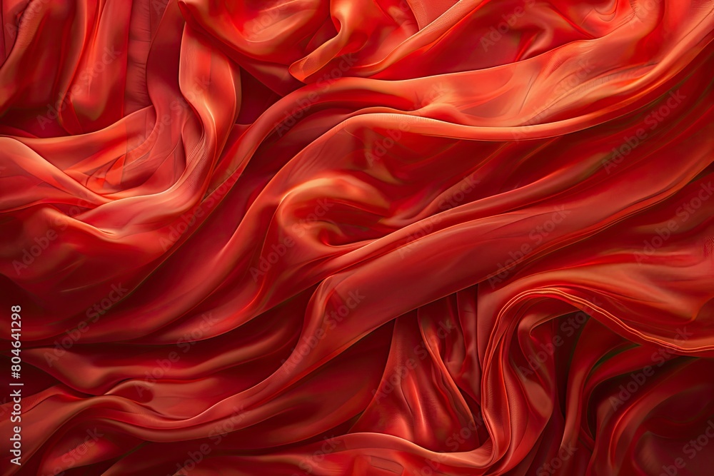 A red fabric with a pattern of waves. The fabric is very soft and smooth A red fabric with a pattern of waves. The fabric is very soft and smooth