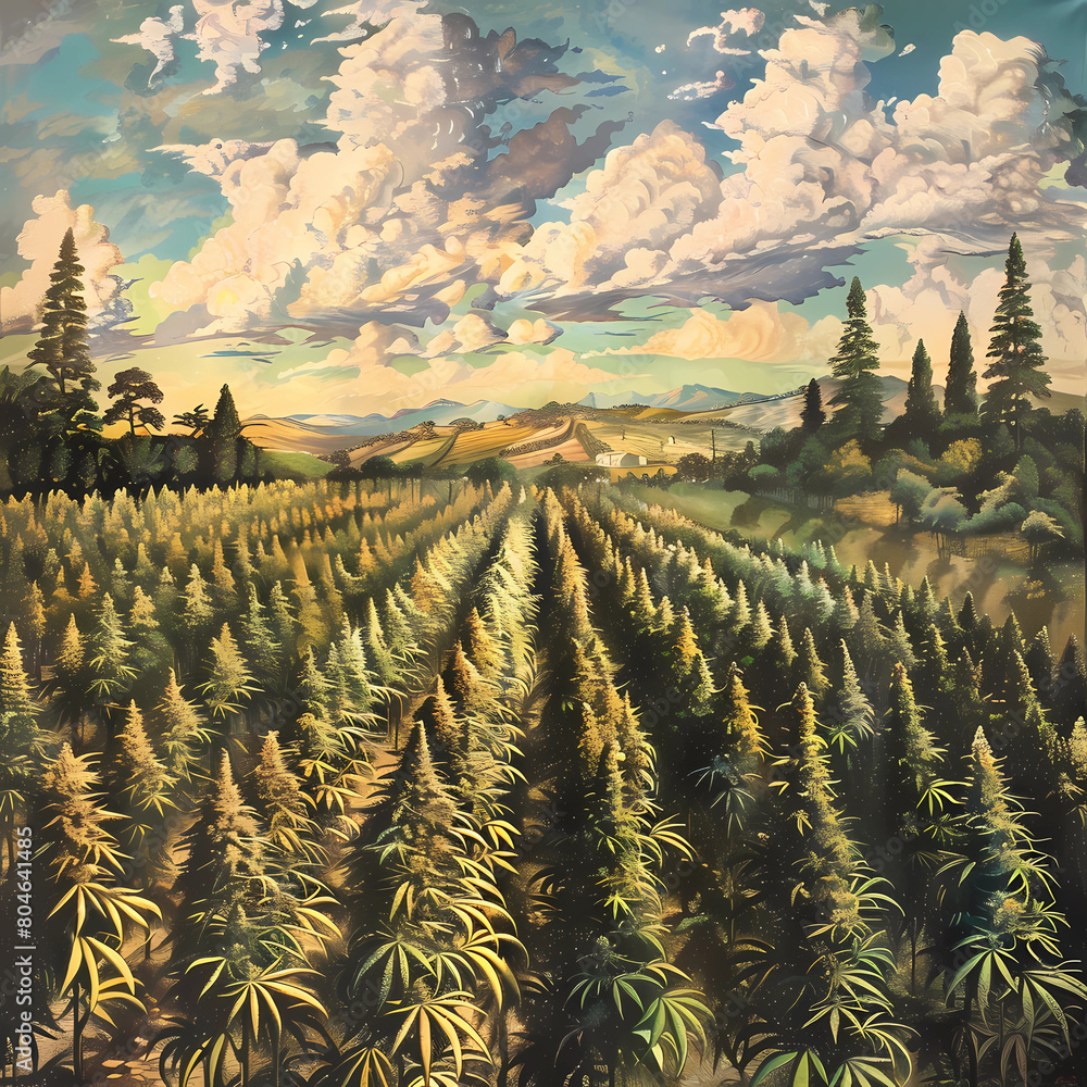 Fototapeta premium Hemp farm AI interpretation