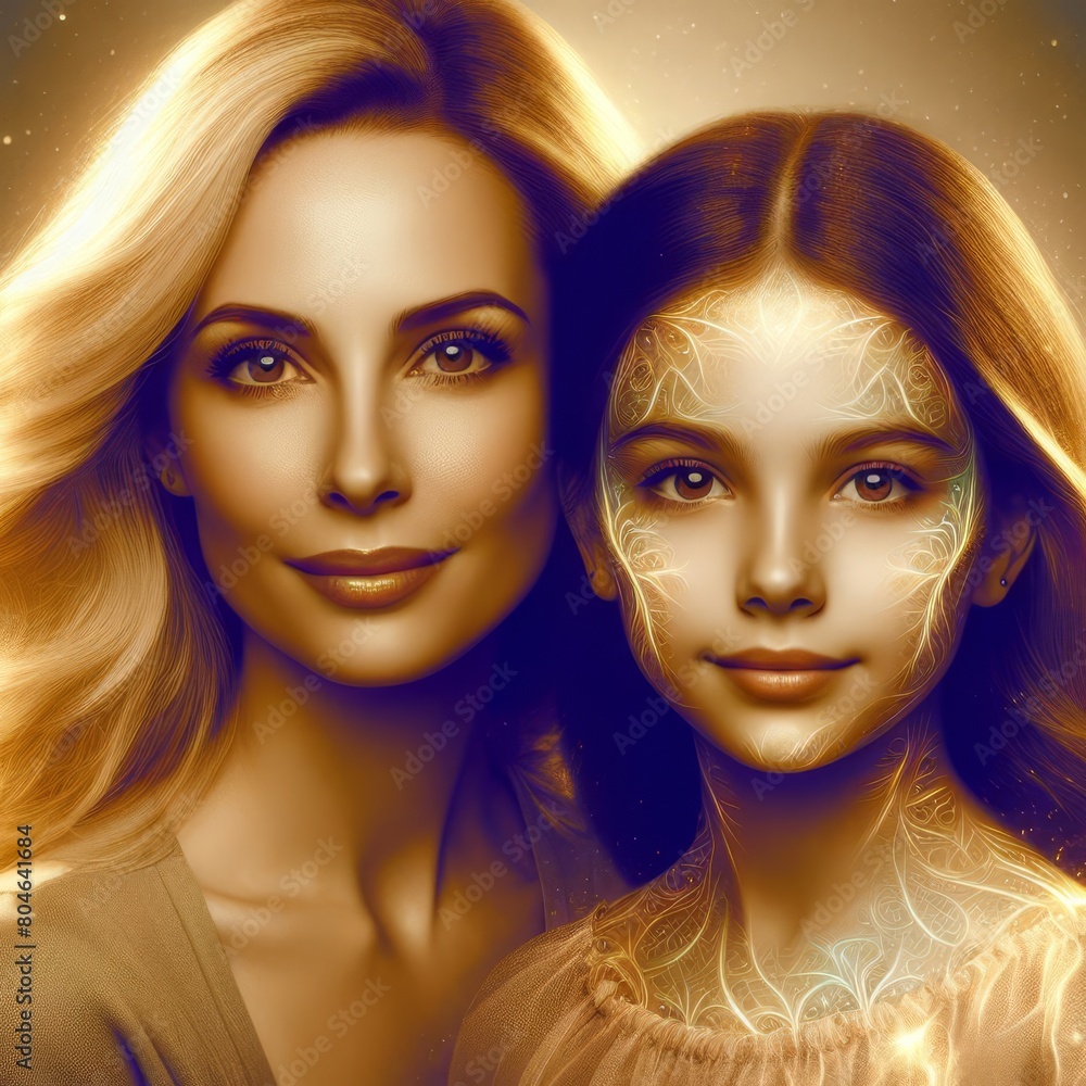 Obraz premium A Bond Beyond Words: A Heartfelt Mother-Daughter Portrait