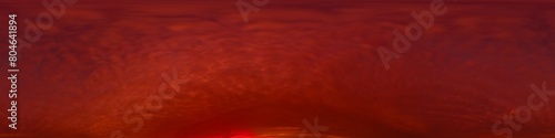 360 panorama of glowing sunset sky with bright pink Cirrus clouds. HDR 360 seamless spherical panorama. Full zenith or sky dome sky replacement for aerial drone panoramas. Climate and weather change.