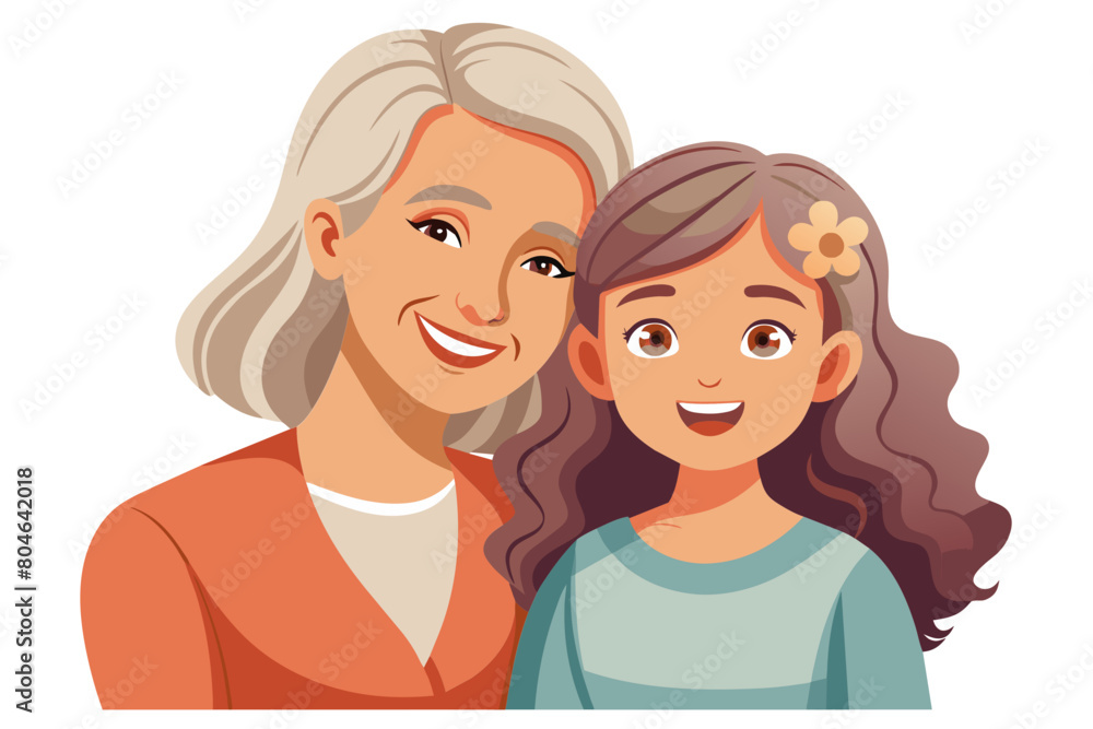 Happy middle-aged 60s woman hugging her young adult 30s daughter and cute little 5s granddaughter smile look away Portrait of friendly loving family good warm relationships attachment and ties modern Happy middle-aged 60s woman hugging her young adult 30s daughter and cute little 5s granddaughter smile look away Portrait of friendly loving family good warm relationships attachment and ties modern