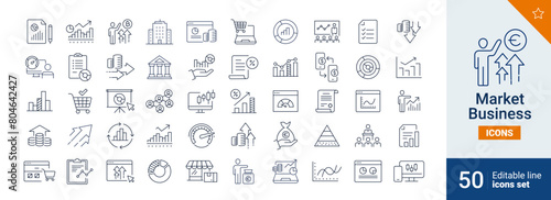 Market icons Pixel perfect. shop, finance, money, ... 