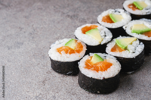 Wallpaper Mural delicious fresh futomaki sushi roll with salmon and avocado Torontodigital.ca