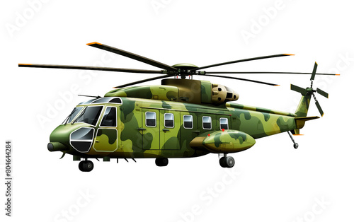 Camouflage Transport Chopper Matte Green Isolated On Transparent Background PNG.