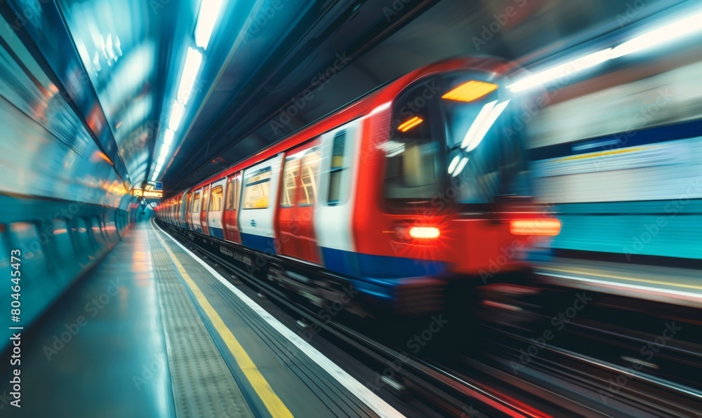 Obraz premium Speeding metro train in motion blur