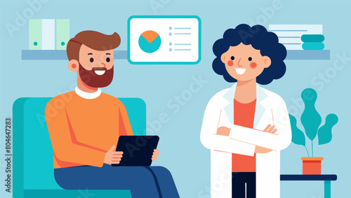 With a warm smile a doctor sits down next to a patient in the waiting room and takes the time to go through the potential side effects and.