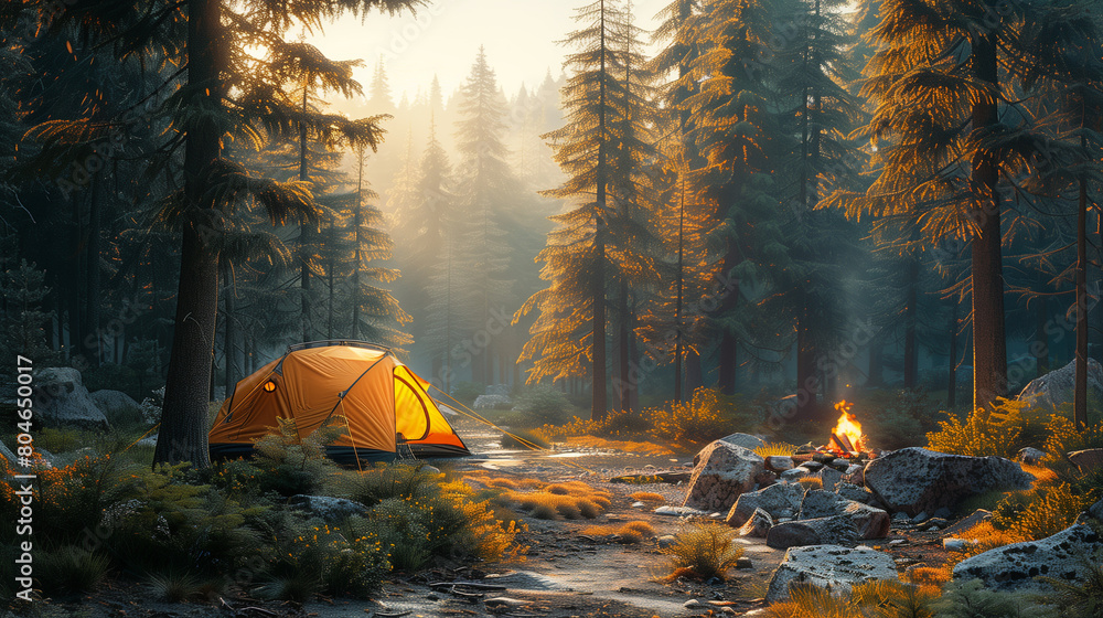Sunrise Forest Camping: A Tranquil Morning