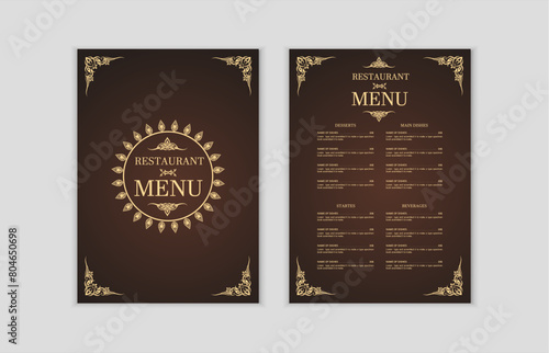 luxury Food Menu Design template Layout for restaurant, Editable Food menu card template design