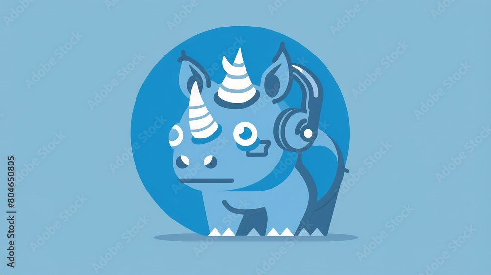 Blue Rhino with Unicorn Horn and Headphones Blue Rhino with Unicorn Horn and Headphones