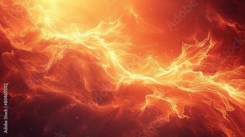  An intimate look at an illuminating orange-yellow mixture resembling flames and frozen water