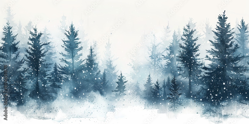 Winter Wonderland Scene with Snowfall and Trees Generative AI Winter Wonderland Scene with Snowfall and Trees Generative AI