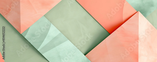 bold geometric shapes of mint green and peach, ideal for an elegant abstract background